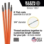 Klein® 56324 Fish Rod Set, 24 ft L, 1/4 in Dia Pole, Fiberglass