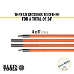 Klein® 56324 Fish Rod Set, 24 ft L, 1/4 in Dia Pole, Fiberglass