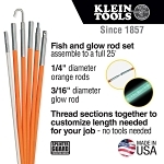 Klein® 56325 Fish and Glow Rod Set, 25 ft L, 1/4 to 3/16 in Dia Pole, Fiberglass