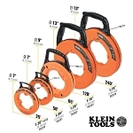 Klein® 56334 Double Loop Fish Tape, 0.125 in W x 0.062 in THK Tape, 240 ft L Tape, High Carbon Steel Tape, Black/Orange
