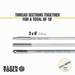 Klein® 56418 Glow Rod Set, 18 ft L, 5/32 in Dia Pole, Fiberglass, Silver
