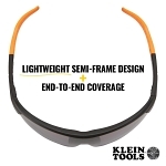 Klein® 60160 Standard Safety Eyewear, Anti-Fog/Scratch-Resistant, Gray Lens, Half-Frame Frame, Black/Orange, Nylon Frame, Polycarbonate Lens, ANSI Z87.1+ (2015), CSA Z94.3 (2015), MIL-PRF-32432A (Class 1-Ballistics Fragmentation) Clause 3.8.4.1