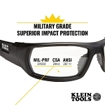 Klein® 60163 Professional Safety Eyewear, Anti-Fog/Scratch-Resistant, Clear Lens, Full-Frame Frame, Black/Orange, ABS/PC/Nylon Frame, Polycarbonate Lens