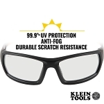 Klein® 60163 Professional Safety Eyewear, Anti-Fog/Scratch-Resistant, Clear Lens, Full-Frame Frame, Black/Orange, ABS/PC/Nylon Frame, Polycarbonate Lens