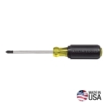 Klein® Cushion-Grip® 603-4 Screwdriver, #2 Phillips® Point, Steel Shank, 8-1/4 in OAL, Acetate Handle, Polished Chrome, ANSI/ASME Specified