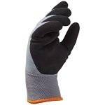 Klein® 60389 Standard Winter Work Gloves, Cold Weather, Latex Palm, Acrylic/Latex/Polyester, Gray/Orange, Knit Wrist Cuff, Black/Latex Coated Coating, Resists: Abrasion, Tear and Water