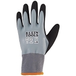 Klein® 60389 Standard Winter Work Gloves, Cold Weather, Latex Palm, Acrylic/Latex/Polyester, Gray/Orange, Knit Wrist Cuff, Black/Latex Coated Coating, Resists: Abrasion, Tear and Water