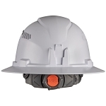 Klein® 60407 Type 1 Full Brim Vented Hard Hat, SZ 6-1/2 Fits Mini Hat, SZ 8 Fits Max Hat, ABS/Polycarbonate, 4-Point Reverse Donning Suspension, ANSI Electrical Class Rating: Class C, ANSI Impact Rating: ANSI Z89.1-2014, Ratchet with Pivot Adjustment