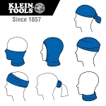 Klein® 60439 Neck and Face Cooling Band, Universal, Blue, Polyester/Spandex