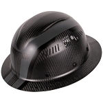 Klein® 60513 Type 1 Full Brim Style Vented Hard Hat, 7-1/2 Fits Mini Hat, 8 Fits Max Hat, Carbon Fiber Composite, 6-Point Suspension, ANSI Impact Rating: ANSI Z89.1-2014 Type 1, Ratchet with Pivot Adjustment