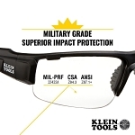 Klein® 60161 Professional Safety Eyewear, Anti-Fog/Scratch-Resistant, Clear Lens, Half-Frame Frame, Black/Orange, ABS/PC/Nylon Frame, Polycarbonate Lens