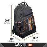 Klein® 62201MB 32-Pocket Electricians Backpack, 1680d Ballistic Weave/Hard Molded Polypropylene, Black/Orange