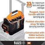 Klein® 62202MB 33-Pocket Tool Tote, 1680d Ballistic Weave/Hard Molded Polypropylene, Black/Orange
