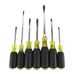 Klein® Cushion-Grip® 85076 Screwdriver Set, 7 Pieces, ASME Specified, Steel/Acetate, Polished Chrome