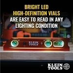 Klein® 935RBLT Lighted Rare Earth Magnet Billet Torpedo Level, 9 in L, 4 Vials, Aluminum, 0/30/45/90 deg Vial Position, 0.1 % Accuracy