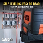 Klein® 93LCLS Self-Leveling Cross Line Laser Level With Plumb Spot, 65 ft Measuring, +/- 3/32 in per 33 ft Accuracy, Battery