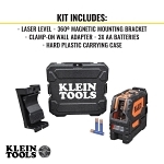 Klein® 93LCLS Self-Leveling Cross Line Laser Level With Plumb Spot, 65 ft Measuring, +/- 3/32 in per 33 ft Accuracy, Battery