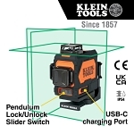 Klein® 93PLL Laser Levels, +/- 4.5 mm Accuracy, 3 Beams