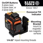 Klein® 93PLL Laser Levels, +/- 4.5 mm Accuracy, 3 Beams