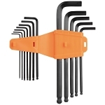 Klein® BLS12 Ball End Wrench Set, 12 Pieces, 1/16, 5/64, 3/32, 7/64, 1/8, 9/64, 5/32, 3/16, 7/32, 1/4, 5/16, 3/8 in Hex, Hex Drive, CR-V Steel, Black Phosphate