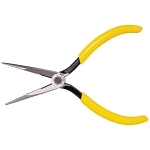 Klein® D203-7 Side Cutting Standard Long Nose Plier, Knurled Steel Jaw, 2.438 in L x 0.688 in W Jaw, 7.188 in OAL
