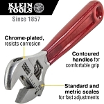 Klein® D506-4 Adjustable Wrench, 1/2 in, Polished Chrome, 4-1/2 in OAL, Steel