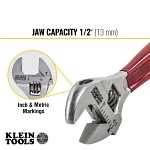 Klein® D506-4 Adjustable Wrench, 1/2 in, Polished Chrome, 4-1/2 in OAL, Steel