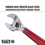 Klein® D506-4 Adjustable Wrench, 1/2 in, Polished Chrome, 4-1/2 in OAL, Steel