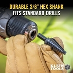 Klein® KTSB03 Step Drill Bit, 1/4 in Dia Min Hole, 3/4 in Dia Max Hole, Steel, 3/8 in Shank