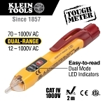 Klein® NCVT2P Dual Range Non-Contact Voltage Tester, 70 to 1000 V AC/12 to 1000 V AC Max Measurable