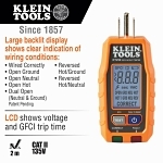 Klein® RT250 GFCI Receptacle Tester With LCD, 135 VAC, CAT II 135 V
