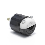 Leviton® 2311 1-Phase Grounding Cable Mount Locking Plug, 125 VAC, 20 A, 2 Poles, 3 Wires, Black/White