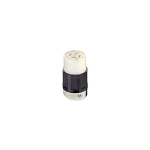 Leviton® 2433 3-Phase Grounding Cable Mount Locking Connector, 480 VAC, 20 A, 3 Poles, 4 Wires, Black/White