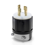 Leviton® 2711 3-Phase Grounding Cable Mount Locking Plug, 125/250 V AC, 30 A, 3 Poles, 4 Wires, Black/White