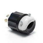Leviton® 2711 3-Phase Grounding Cable Mount Locking Plug, 125/250 V AC, 30 A, 3 Poles, 4 Wires, Black/White