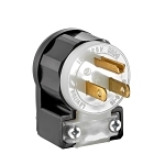 Leviton® 5266-CA Angled Cable Mount Grounding Straight Blade Plug, 125 VAC, 15 A, 2 Poles, 3 Wires, Black/White