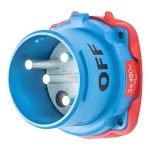 MELTRIC DECONTACTOR™ 33-68043 DS60 Switch Rated Male Inlet With Ground, 255/277/440/480 VAC, 60 A, 3 Poles, 4 Wires, Blue