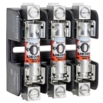 Mersen 20308R Open Style Fuse Block, 250 VAC, 30 A, Class R, 14 to 2 AWG Wire, 3 Poles