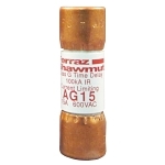 Mersen Amp-Trap® AG15 Current Limiting Low Voltage Time-Delay Fast Acting Fuse, 15 A, 600 VAC, 100 kA, Class G, Cylindrical Body