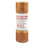 Mersen Amp-Trap® AG3 Current Limiting Low Voltage Fast Acting Fuse, 3 A, 600 VAC, 100 kA, Class G, Cylindrical Body