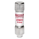 Mersen Amp-Trap® ATMR15 ATMR Fast Acting Fuse, 15 A, 600 V AC/DC, 200/100 kA Interrupt, CC Class, Cylindrical Body