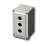 Robroy CF3PB22 Pushbutton Enclosure, 6 in L x 4 in W x 4 in D, 3 Outlets, NEMA 1/3/3R/4X/6P/12 NEMA Rating, Fiberglass Reinforced Polyester