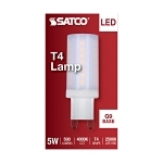 SATCO® S11237 T4 Lamp, 5 W, G9 Lamp Base, T4 Shape, 500 Lumens