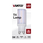 SATCO® S11237 T4 Lamp, 5 W, G9 Lamp Base, T4 Shape, 500 Lumens
