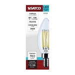 SATCO® S11345 Candle Decorative Light, 8 W, 75 W Incandescent Equivalent, E12 Lamp, C11 Shape, 760 Lumens