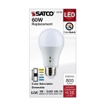 SATCO® S11791 Type A Lamp, 8.8 W, 60 W Incandescent Equivalent, E26 Medium Lamp Base, A19 Shape, 800 Lumens