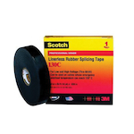 Scotch® 7000006090 130C High Voltage Insulated Linerless Splicing Tape, 30 ft L 1 in W, 30 mil THK, Self-Fusing Ethylene Propylene Rubber Backing, Black