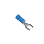 Sta-Kon® 14RB-8F RB Series Insulated Fork Terminal, 18 to 14 AWG Conductor, 0.97 in L, Brazed Seam/Serrated Barrel, Copper, Blue