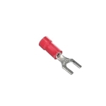 Sta-Kon® 18RA-8F RA Series Insulated Fork Terminal, 22 to 16 AWG Conductor, 0.97 in L, Brazed Seam/Serrated Barrel, Copper, Red