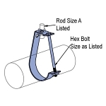 Unistrut® J1207-EG J-Hanger, 3/4 in Pipe, 3/8 in Rod, 400 lb Load, Electro-Galvanized